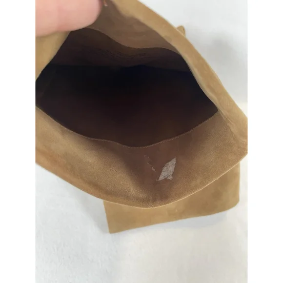 Something Navy Camel Suede Boots 9 Round Toe Chunky Heel Knee High - Picture 6 of 8